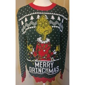 The Grinch Merry Grinchmas Ugly Christmas Sweater Green Red M